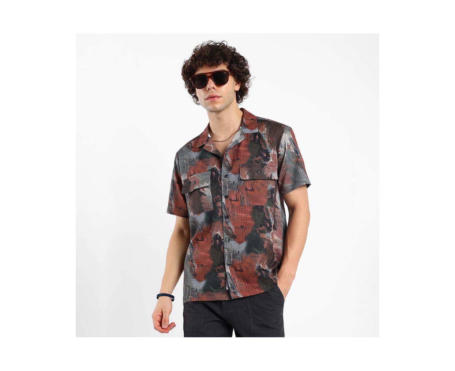 Men's Abstract Utility Oversized Shirt