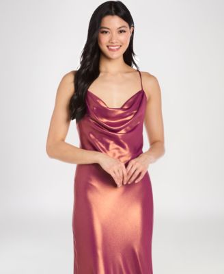 Juniors' Sleeveless Cowl Neck Long Dress