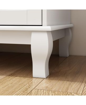 Modern Nordic style minimalist 4-door 2-drawer armoire, white wardrobe, bedroom closet