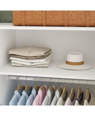 Simple white 4-door 6-drawer wardrobe with large capacity, bedroom Armoire, Closet