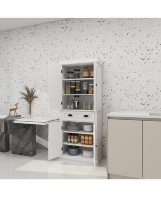 71" Freestanding Kitchen Pantry Cabinet With 4 Doors, Drawer and Adjustable Shelves