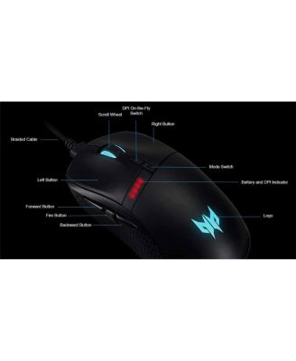 Predator Cestus 350 Wireless Gaming Mouse | NVIDIA Reflex | Up to 16000 DPI | RGB Lighting | 8 Programmable Buttons | Pixart 3335 Sensor