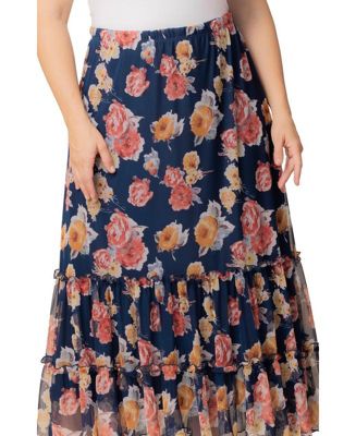 Plus Size Isla Tiered Mesh Maxi Skirt