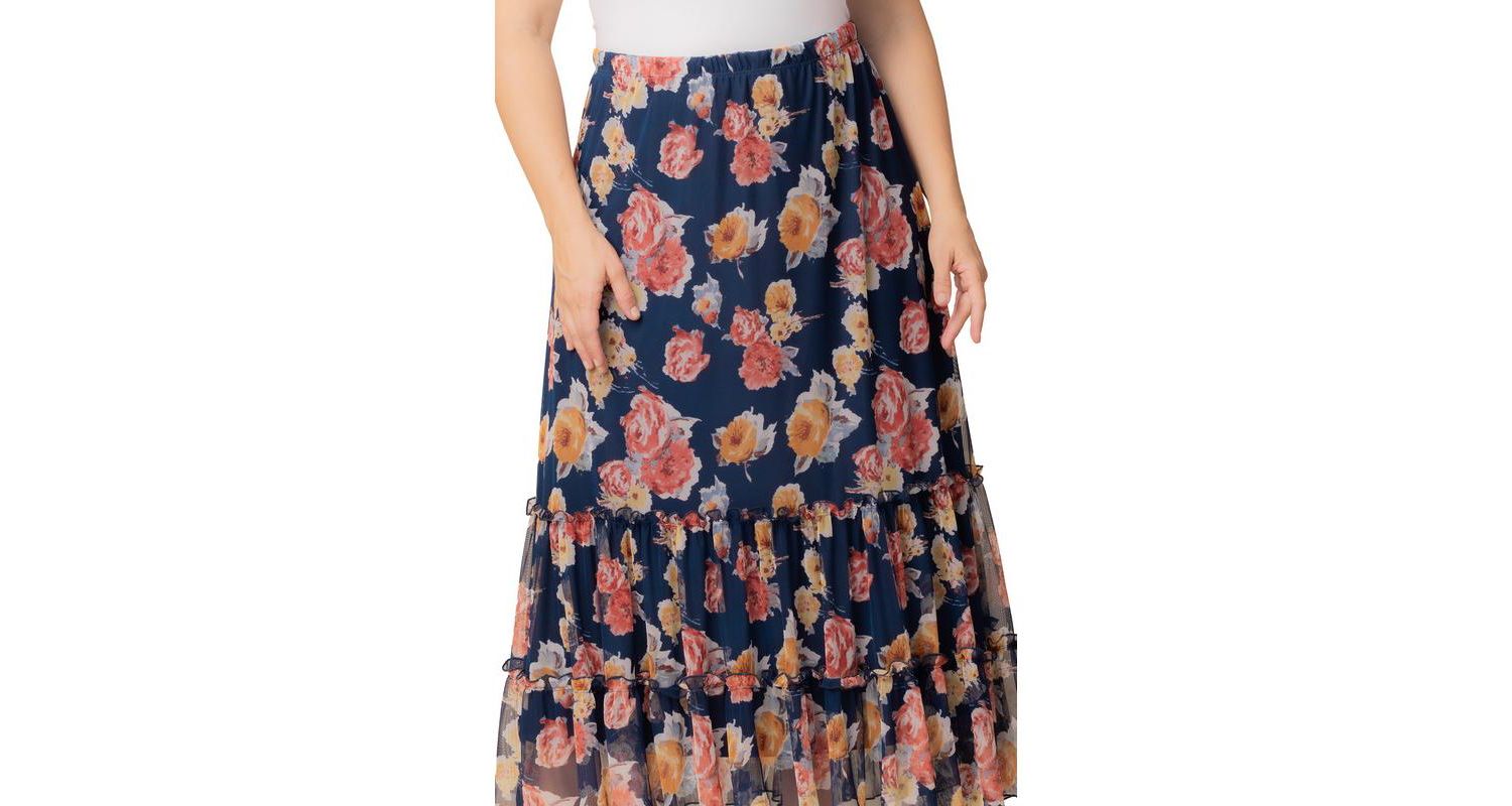 Plus Size Isla Tiered Mesh Maxi Skirt