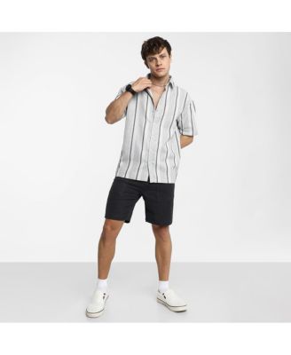 Men's Ash Grey Unbalanced Striped Shirt