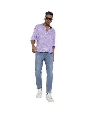 Men's Lavender Minimal Aztec Shirt