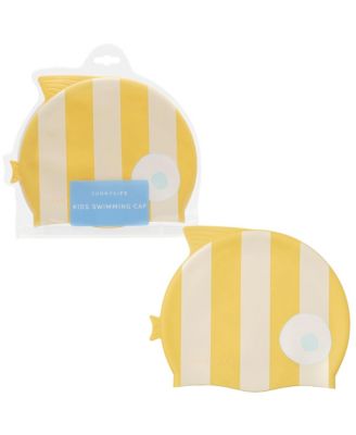 Swim Cap: Finn the Fish - Mustard Stripe