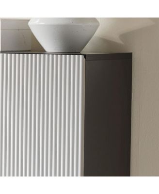 Arvo Modern Console Table – Textured Front with Black Frame & Gold Legs, Sculptural Entryway Sofa Storage Sideboard