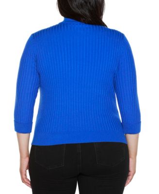 Plus Size Ribbed Quarter-Zip Sweater
