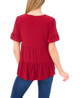 Women's Ruffled Short-Sleeve Tiered Top
