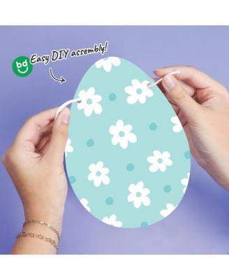 Egg Garland Banner, 10 Feet of Cord, 15 Pastel Eggs