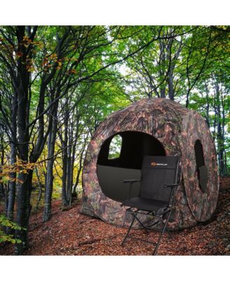 Swivel Hunting Chair Foldable Mesh Chair w/ Armrests for Outdoor Activities