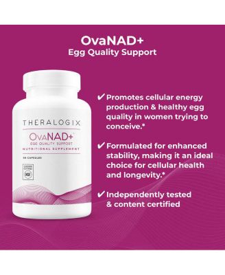 OvaNAD+ Egg Quality Support, Nicotinamide Riboside (NR) & Pterostilbene Supplement, Supports Cellular Energy, Ovarian Function & Reproductive Health, 90-Day Supply