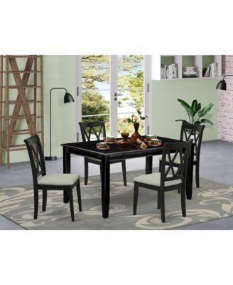 5-Piece Solid Wood Dining Set – Rectangular Table, Double X-Back Chairs