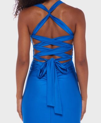 Bee Darlin Juniors' Wide Strap Bustier Sleeveless Gown