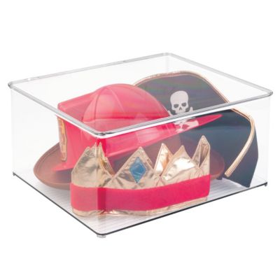 Plastic Stackable Playroom/Game Box with Hinged Lid, Set of 6, Clear