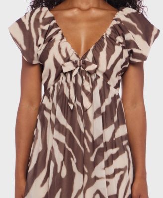 Juniors' Short Sleeve V-Neck A-Line Dress