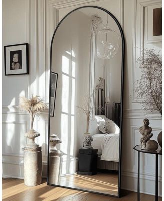 Full Length Mirror, 68"x26" Floor Mirror, Arch Floor Standing Mirror Freestanding Arch Full Body with Stand for Bedroom, Hanging Mounted for Living Room Cloakroom, Black