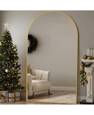 Full Length Mirror, 81"x41" Floor Mirror, Arch Floor Standing Mirror Freestanding Arch Full Body with Stand for Bedroom, Hanging Mounted for Living Room Cloakroom, Black