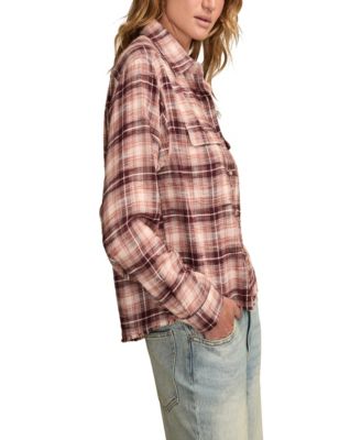Women's Plaid Cotton Flannel Button-Front Shirt