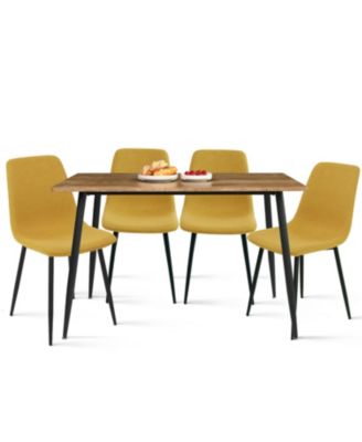 5 Piece Dining Set 47 Inch Rectangular Table Upholstered Chairs Compact Kitchen Table