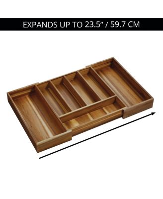 Expandable Acacia Wood Cutlery Drawer Organizer -Natural
