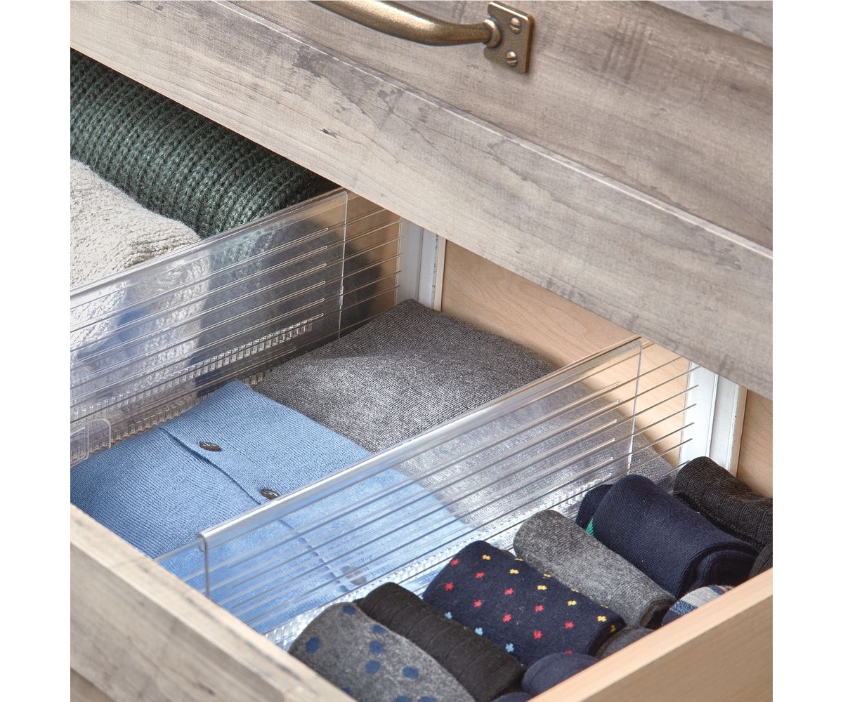 iDesign Recycled Plastic Adjustable Drawer Dividers - Set of 2 - Clear