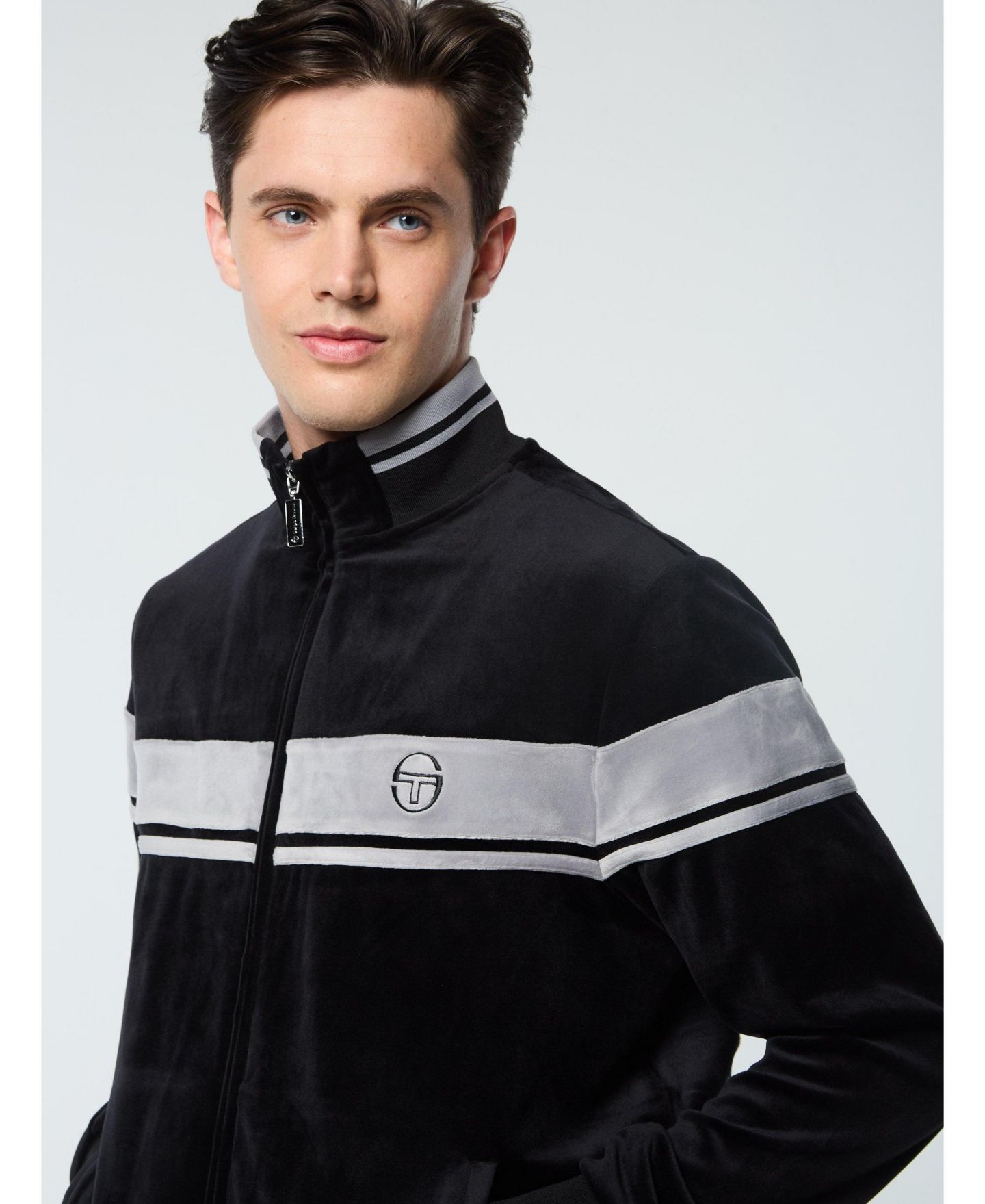Мужская куртка Sergio Tacchini Big & Tall Damarindo Velour Track Jacket, цвет: Чёрный — фото 6
