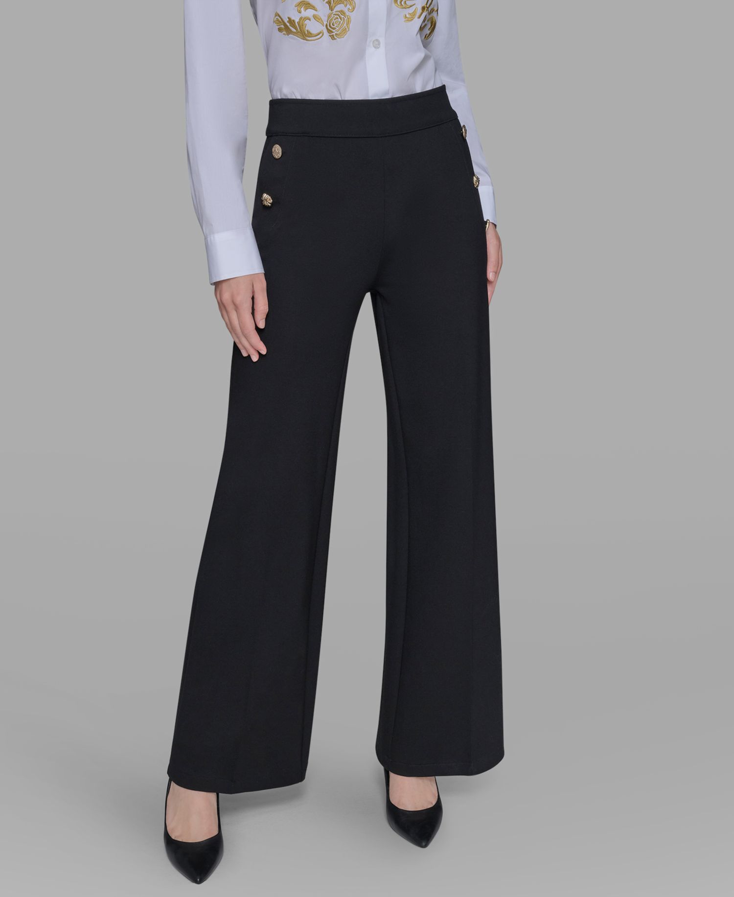 Women's Petite Silky Straight-Leg Pull-On Pants