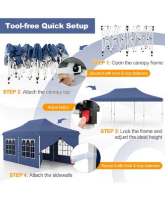 10 x 20FT Pop up Canopy Outdoor Canopy Tent with 6 Sidewalls Carrying Bag