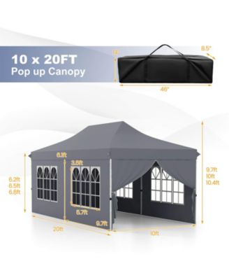 10 x 20FT Pop up Canopy Outdoor Canopy Tent with 6 Sidewalls Carrying Bag