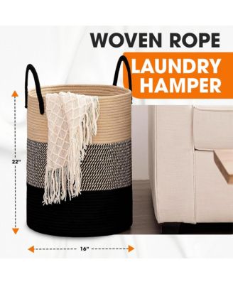 Large Laundry Hamper (15" x 19.7") - 3 Tone Black/Gray/Tan