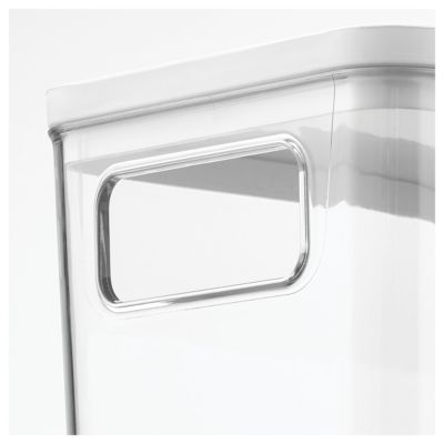 Pantry Bin with Lid for Kitchen - Set of 3 - Clear/White