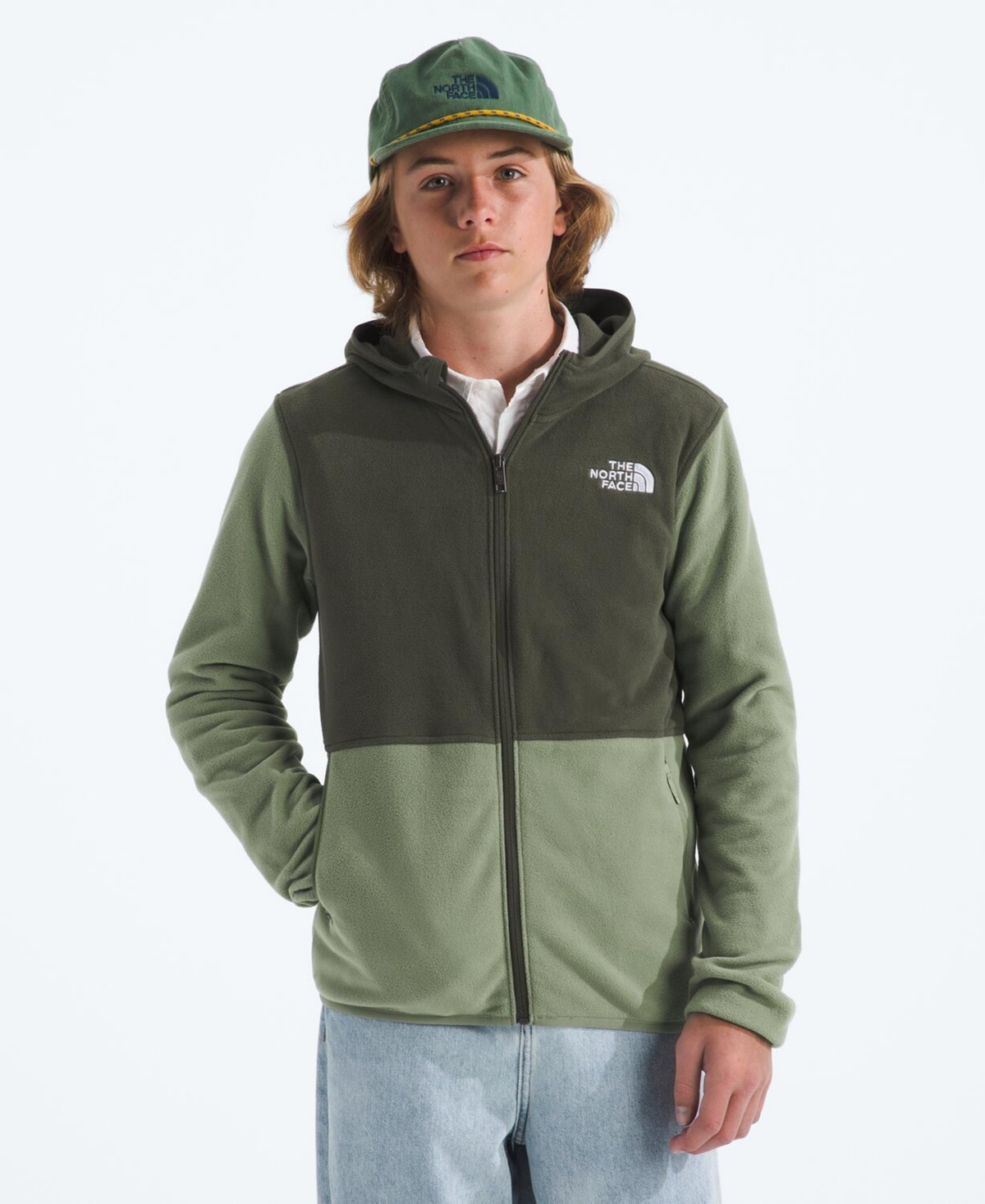 The North Face Big Boys Glacier Full Zip Hoodie In Green
