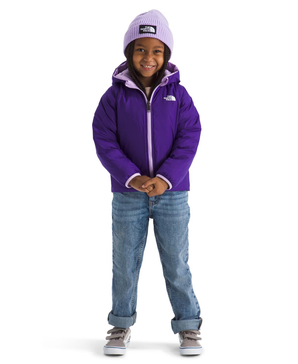 The North Face Toddler And Little Girls Reversible Perrito Hooded Jacket In Purple