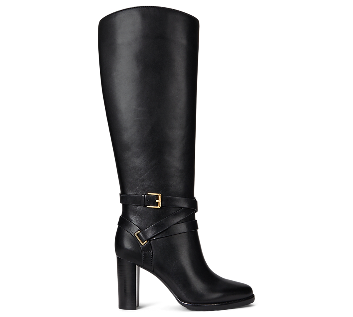 Ralph Lauren Collins Burnished Leather Tall Boot Heel In Multi