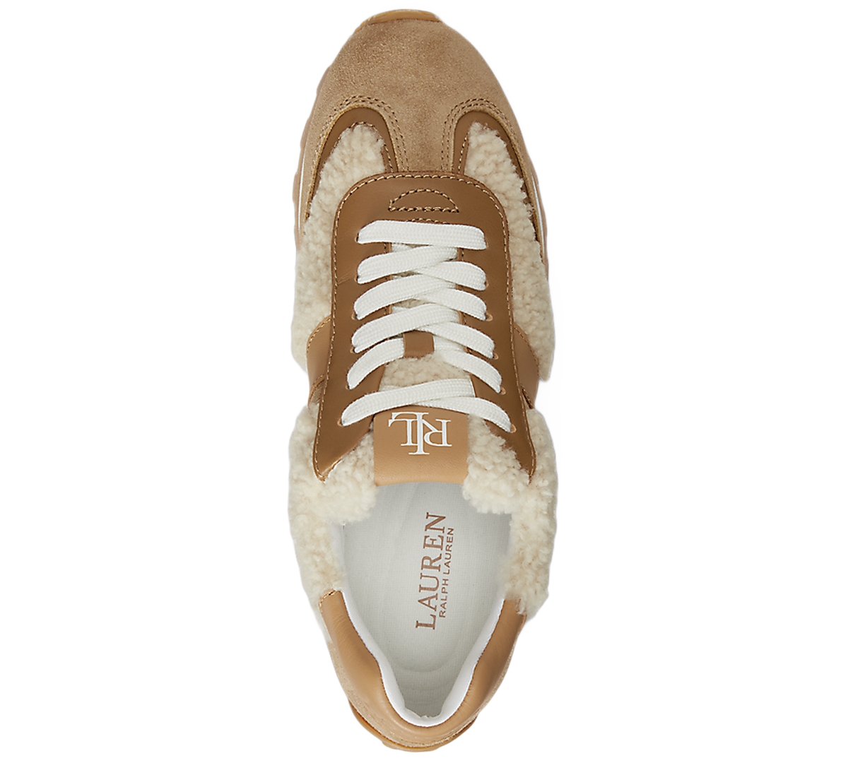 Ralph Lauren Dani Shearling-trim Suede Sneaker In Brown