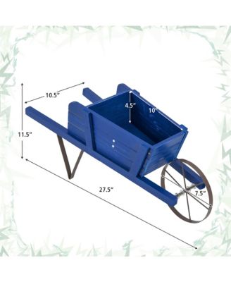 Wooden Wagon Planter Decorative Indoor/Outdoor Rustic Flower Cart w/Wheel 27.5'' x 10.5'' x 11.5'' (L x W x H)