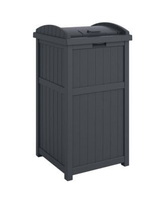 Suncast 30 Gallon Hideaway Trash Waste Bins for Outdoor, Cyberspace (2 Pack)