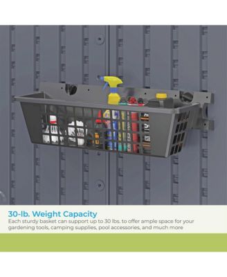 25 x 7.25 Inch Basket Accessory for Outdoor Shed, Black ( 2-Pack)