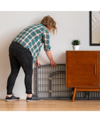 24" Exercise 4-Panel Pet Playpen with Door, Dog Playpen, Puppy Playpen, Small and Medium Dogs, Keep Pets Secure, Easy Assemble, Rust-Free, Heavy-Duty Molded Plastic, Customizable, Gray