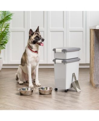3-Piece 41 Lbs/45 Qt WeatherPro Airtight Pet Food Storage Container Combo with Scoop, Gray