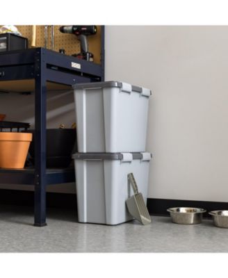 40lbs/32qt Dog Food Storage Container with 2 Cup Scoop, Gasket Seal Lid, Gray/Dark Gray