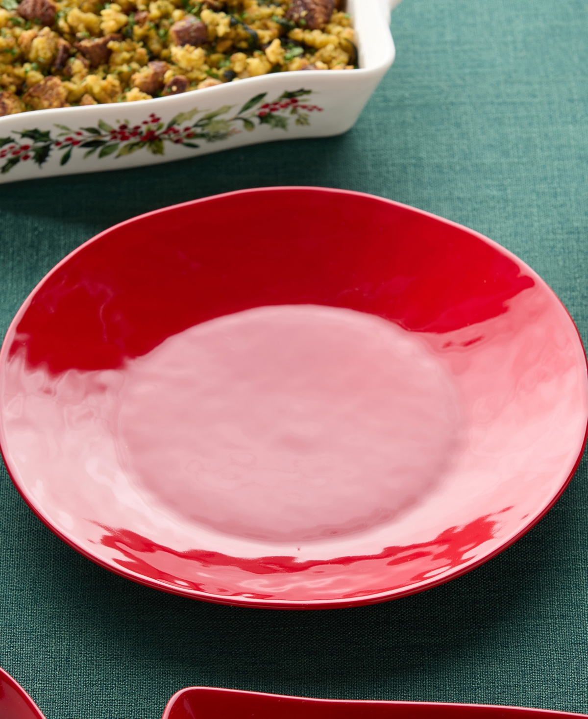 Certified International Berry Red Christmas Round Platter In Multi