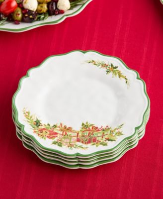 Holly Tree Melamine Salad Plates, Set of 4