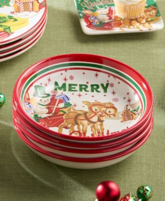 Santa's Retro Christmas Soup Bowls, Set of 4