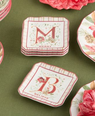 Winter Blooms Canape Plates, Set of 4