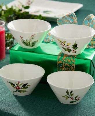 Holly Vines Ice Cream Bowls, Set of 4