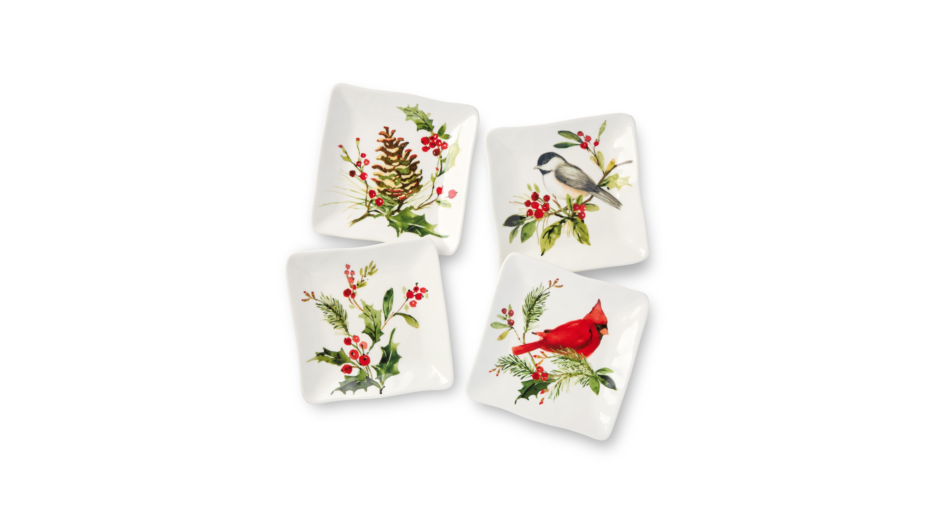Certified International Holly Vines Canape Plates, Set of 4