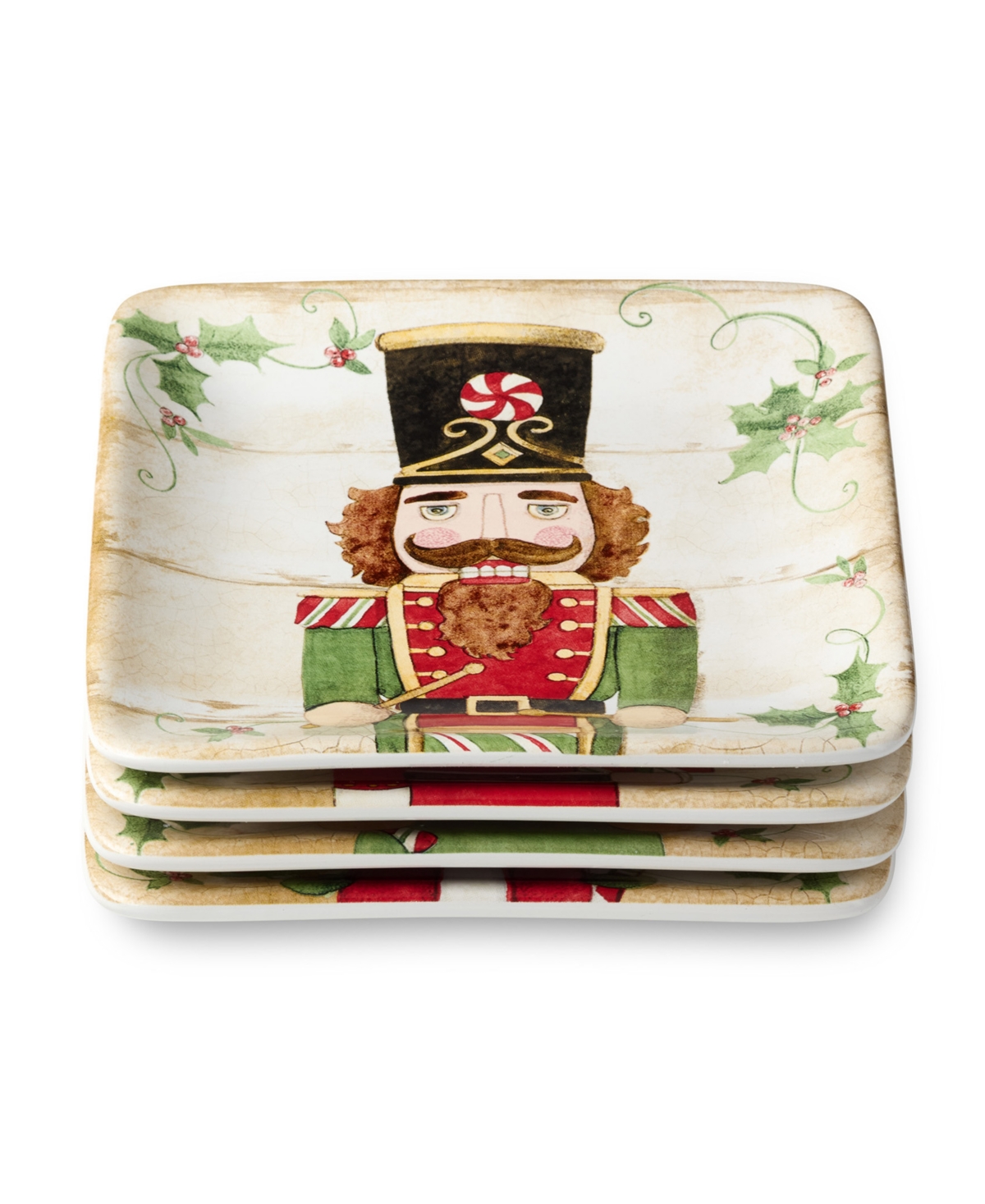 Certified International Nutcracker Parade Canape Plates, Set Of 4 In Multi